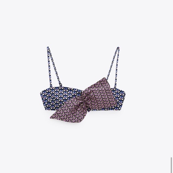 Zara Bow print Bandeau Bikini Top - Picture 1 of 8